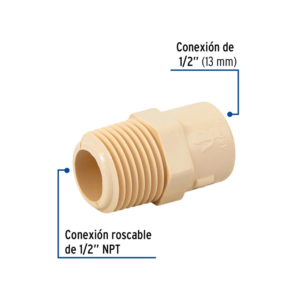 Conector macho de CPVC 1/2', Foset