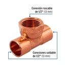 Tee de cobre rosca central 1/2', Foset