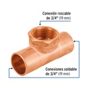 Tee de cobre rosca central 3/4', Foset