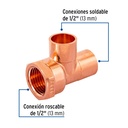 Tee de cobre rosca lateral 1/2', Foset