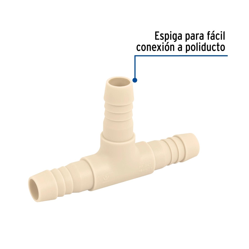 Tee inserción 3/4' de polipropileno, Foset