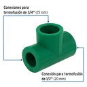 Tee reducida de PPR 3/4' x 1/2' x 3/4', Foset