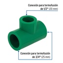 Tee reducida de PPR 3/4' x 3/4' x 1/2', Foset