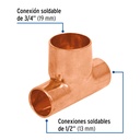 Tee reducida de cobre 1/2' x 1/2' x 3/4', Foset