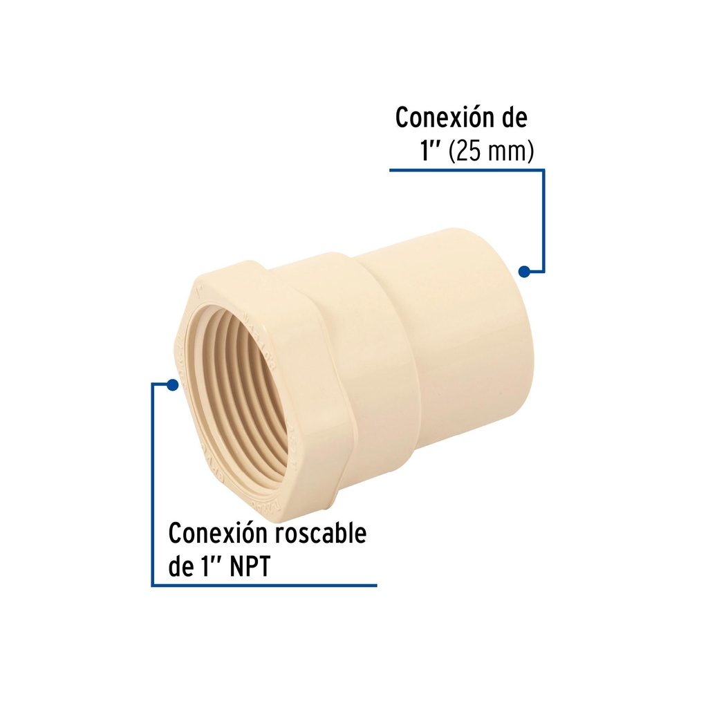 Conector hembra de CPVC 1', Foset