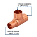 Tee reducida de cobre 3/4' x 1/2' x 3/4', Foset