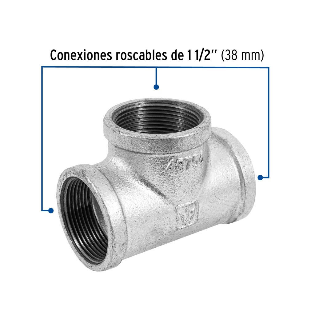 Tee sencilla 1-1/2' acero galvanizado, Foset