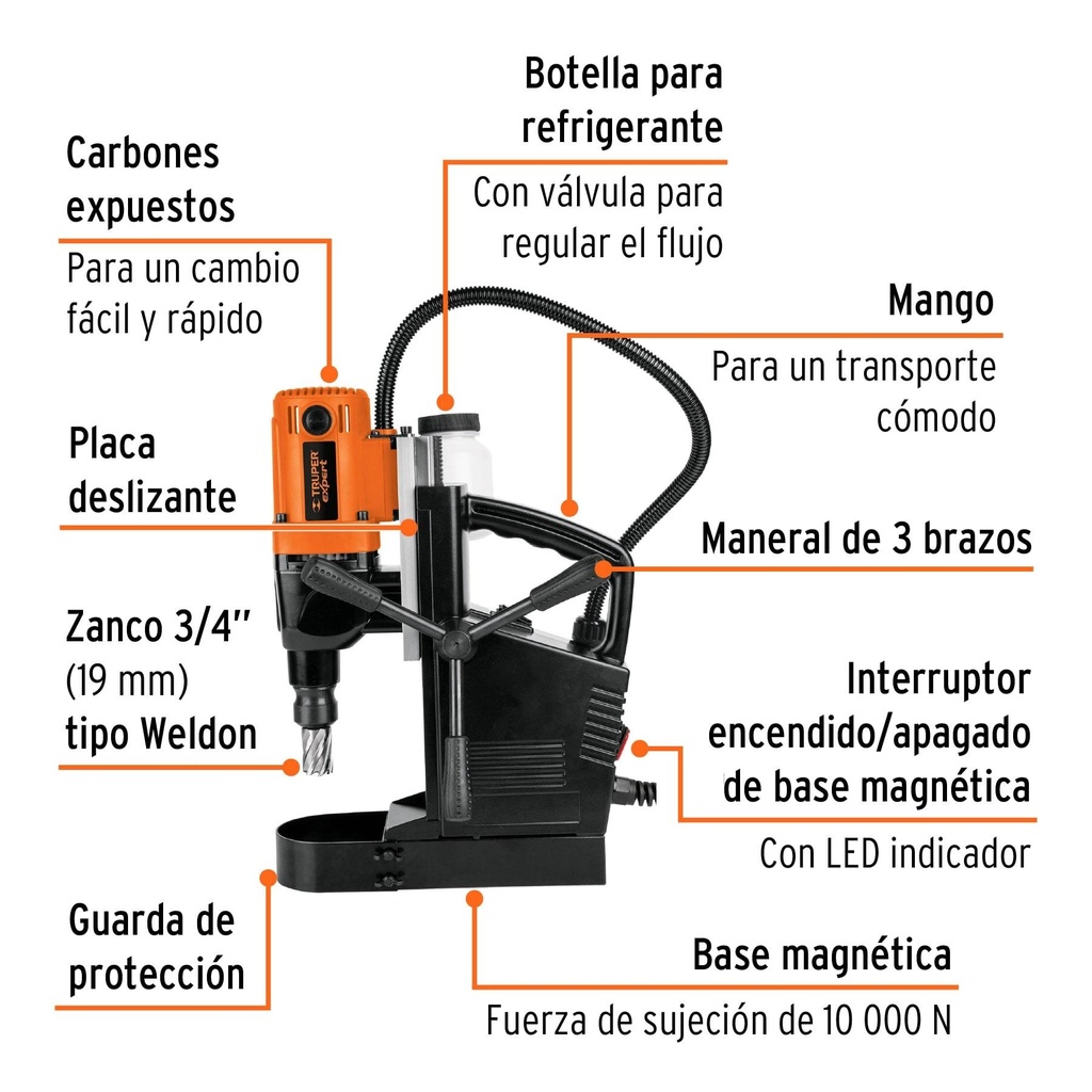 Taladro magnético 1 3/8' 1200 W, industrial, Truper Expert