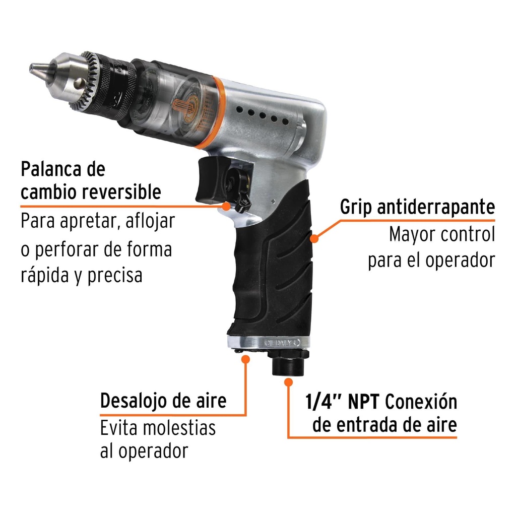 Taladro neumático reversible 3/8', Truper