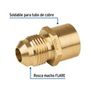 Conector flare soldable de latón, 3/8' x 1/2', Foset