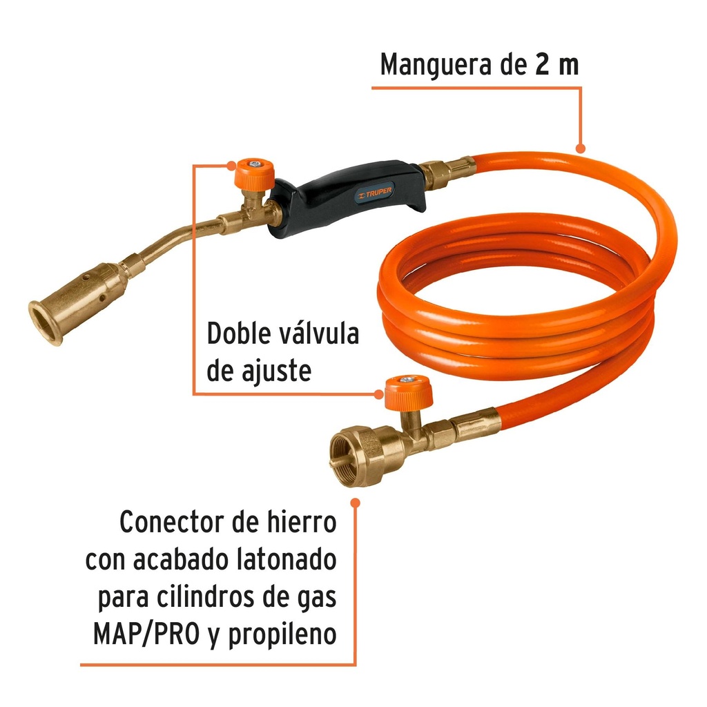 Soplete con manguera para gas, 1/2', Truper