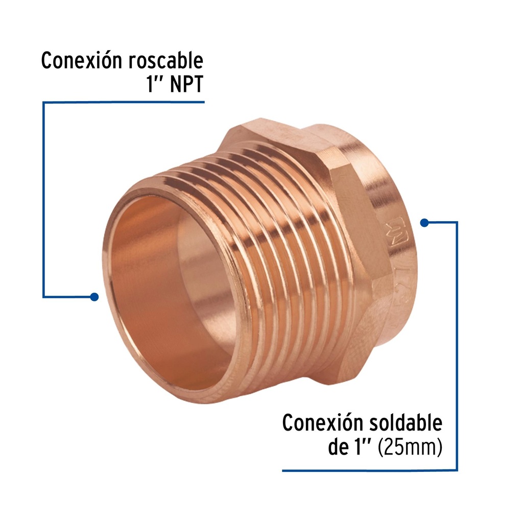 Conector de cobre de rosca exterior 1', Foset Basic