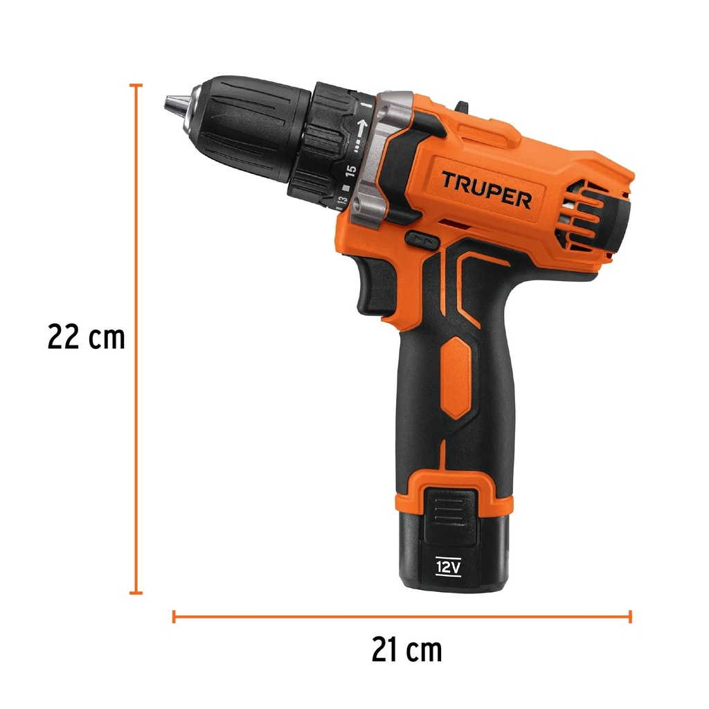 Taladro compacto inalámbrico 3/8', 12 V, Truper