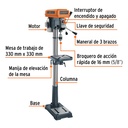 Taladro de piso 15' de 750 W (1 HP), broquero de 5/8'