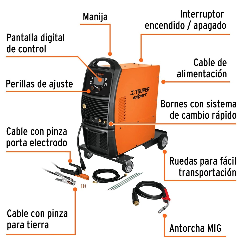 Soldadora multiproceso de 250 A, Truper Expert