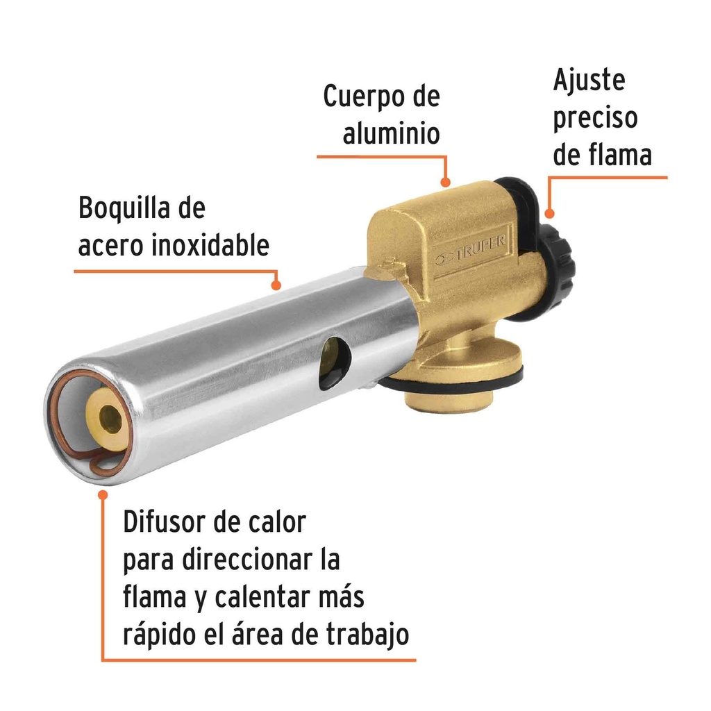 Soplete c/boquilla, enc. electrónico, p/lata válvula roscada