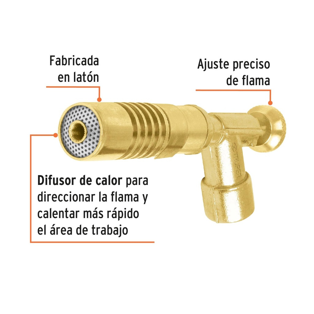 Soplete con boquilla para lata de gas con válvula roscada