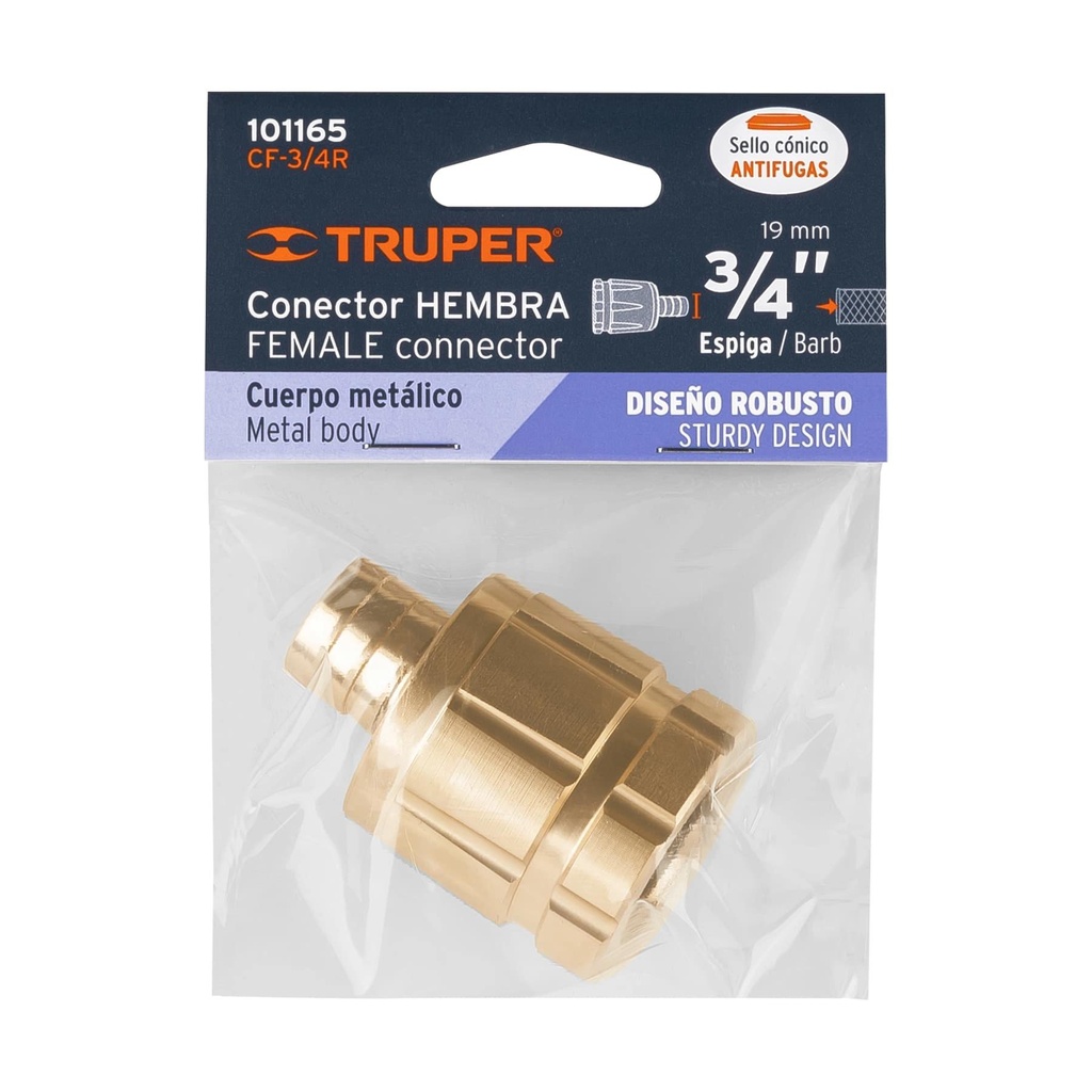 Conector 3/4' hembra robusto de aluminio, Truper