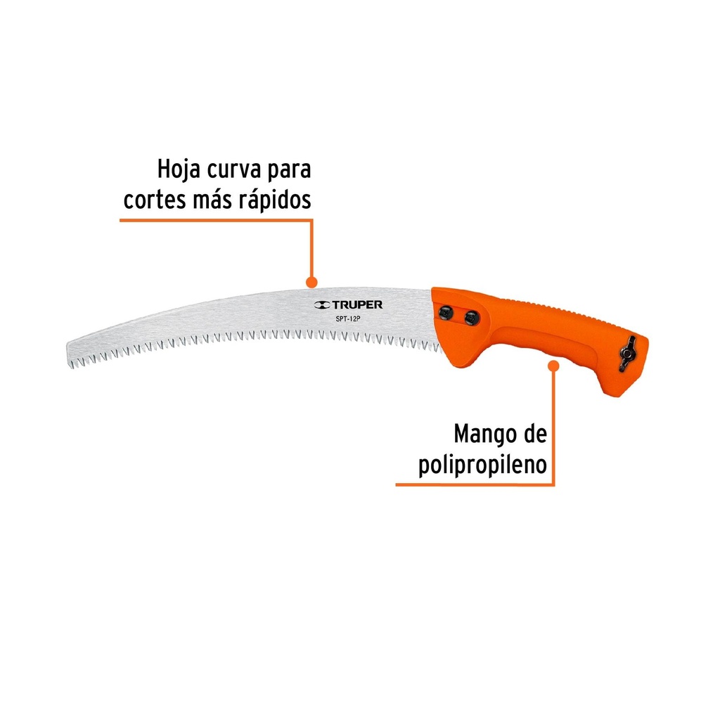 Serrucho de poda 12' hoja curva 6 DPP mango plástico, Truper