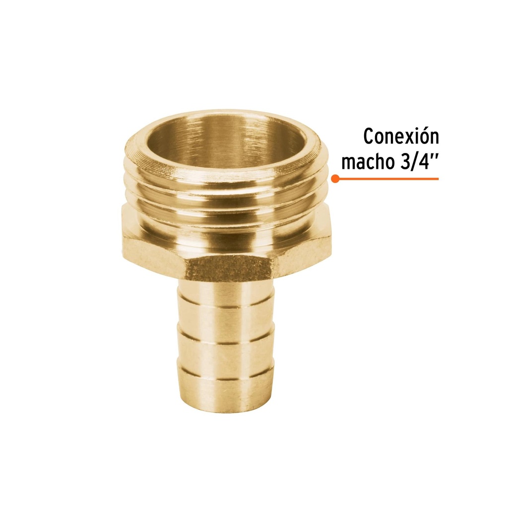 Conector 1/2' macho de latón sólido para manguera, Truper