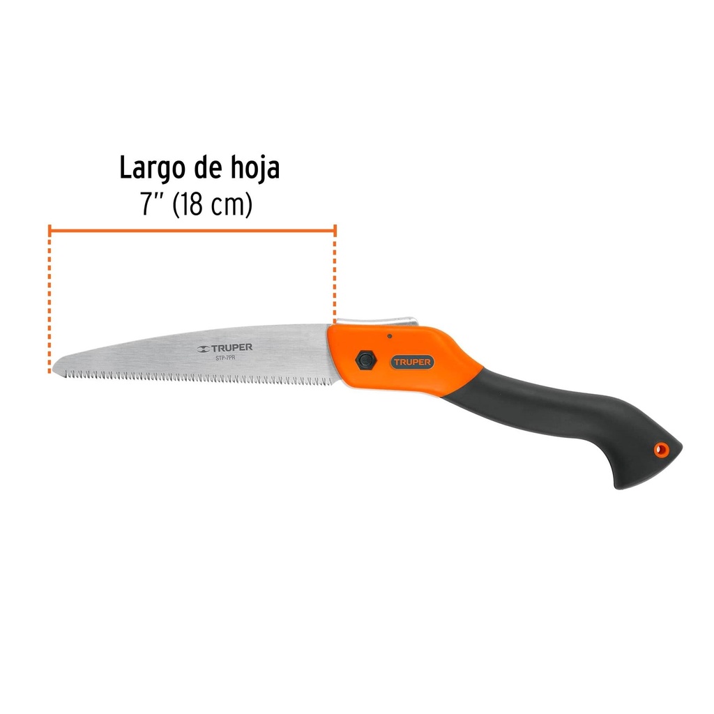 Serrucho plegable 7' hoja recta 11 DPP mango plástico,Truper