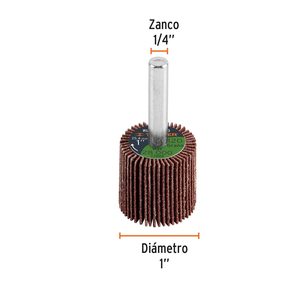 Rueda flap de 1', grano 120, Truper