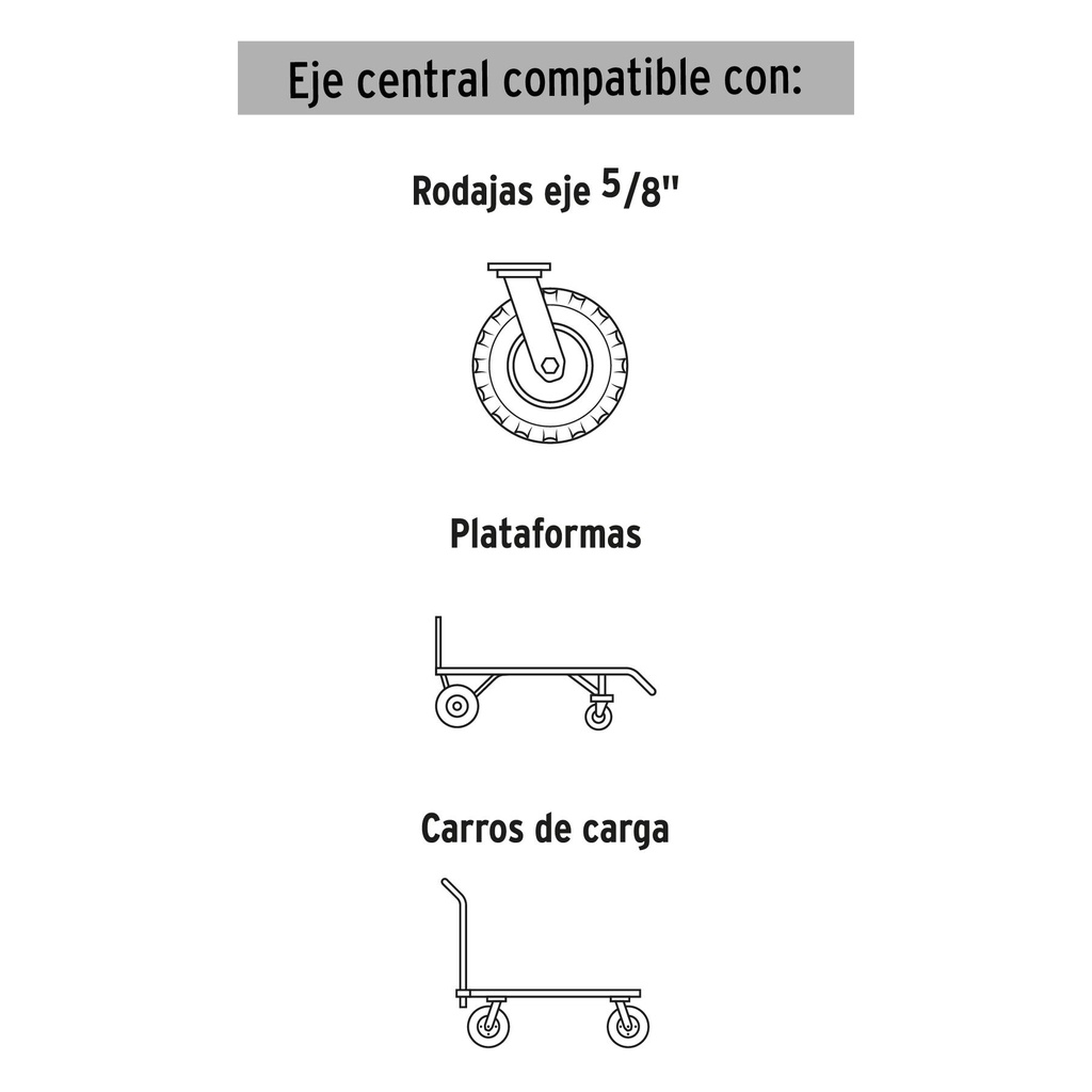 Rueda imponchable 10' para eje central, Truper