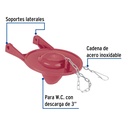 Sapo de 3' de silicona para WC,rojo,c/cadena de acero inox