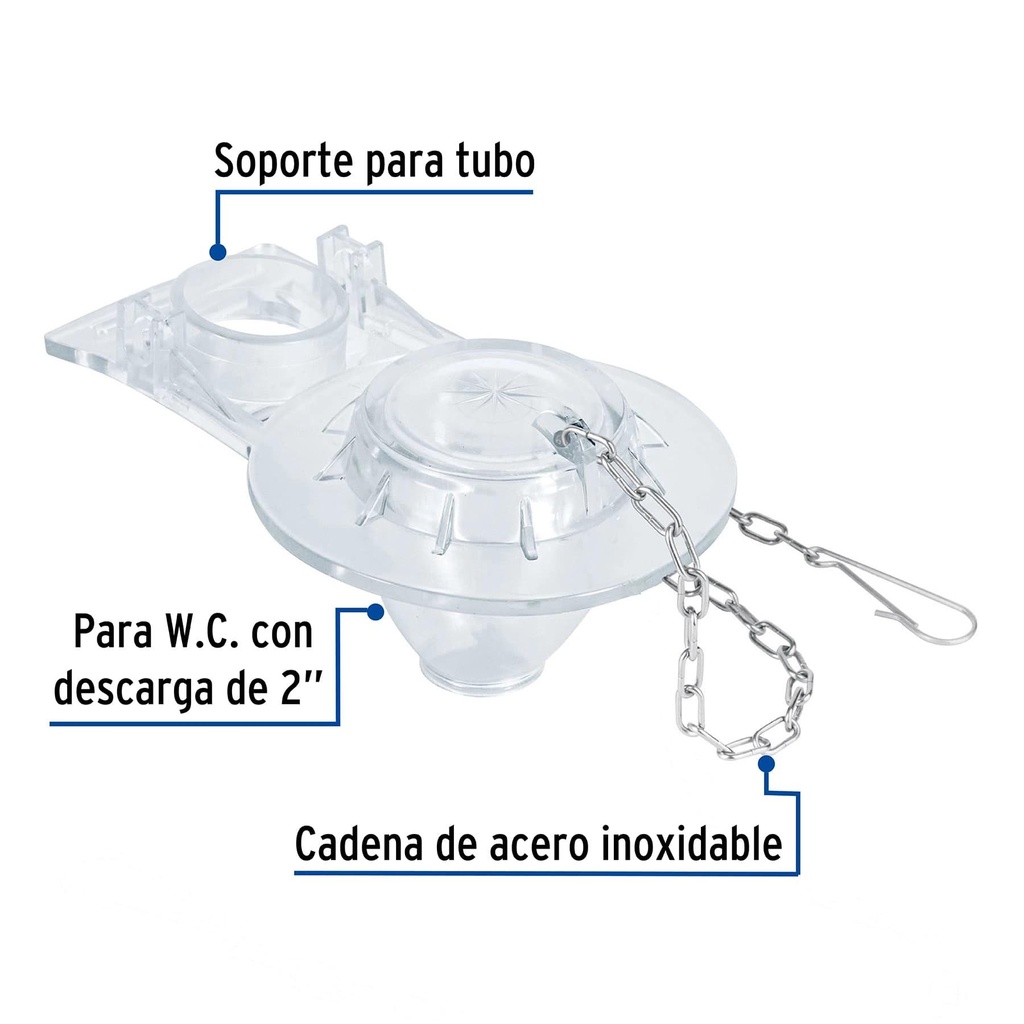 Sapo para WC de 2', PVC transparente con cadena inoxidable