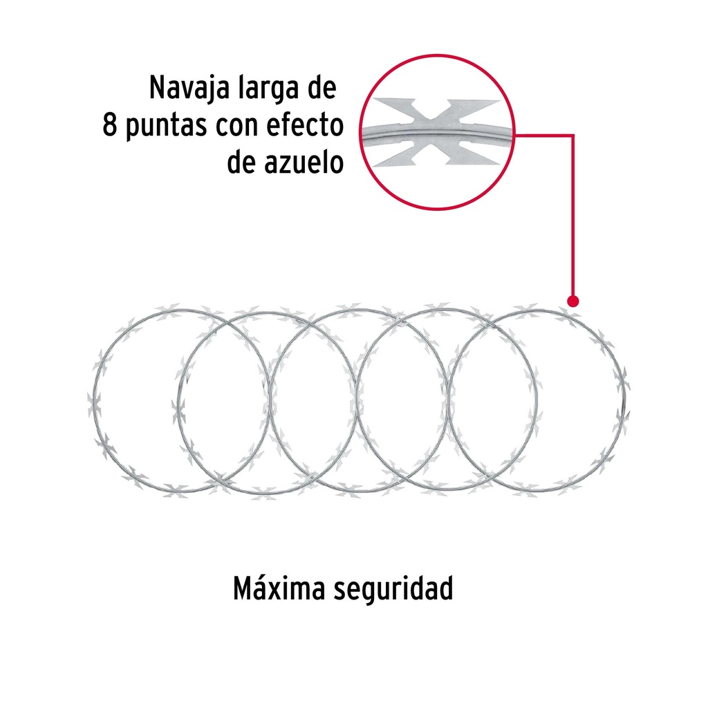 Rollo de púa concertina máxima seguridad, 45 cm diámetro