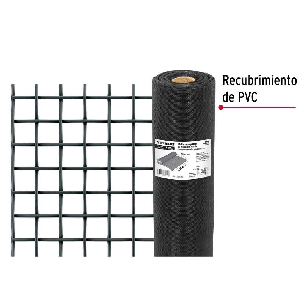 Rollo de 30 m x 1.2 m malla mosquitera fibra de vidrio negra