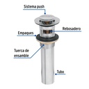 Contra p/lavabo con rebosadero, sistema push, cromo, 1-1/4'