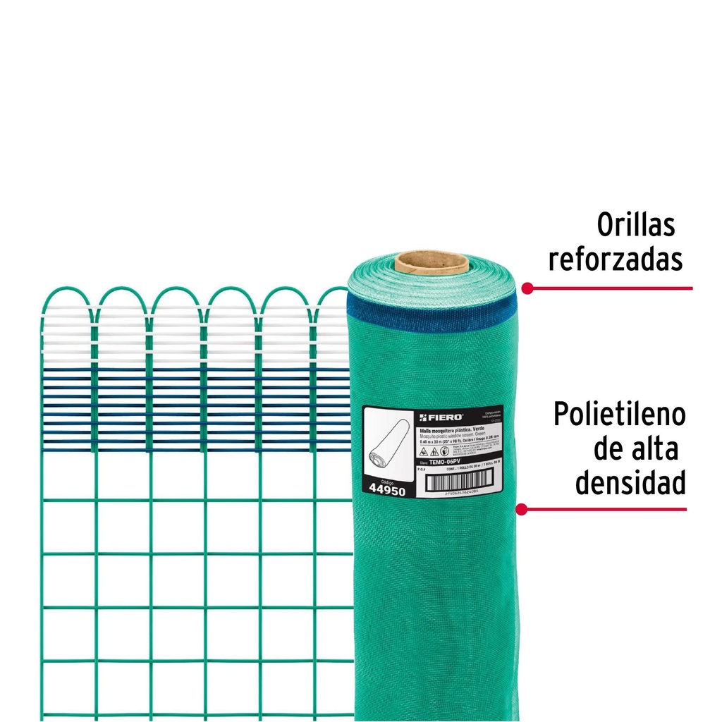 Rollo de 30 m x 0.6 m de malla mosquitera plástica verde