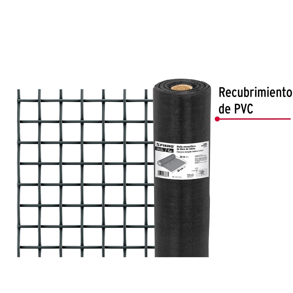 Rollo de 30 m x 0.6 m malla mosquitera fibra de vidrio negra