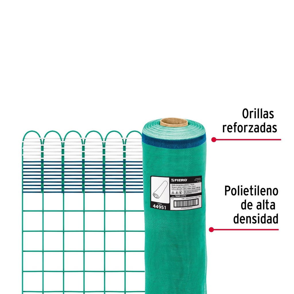 Rollo de 30 m x 0.75 m de malla mosquitera plástica verde