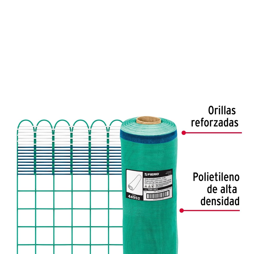 Rollo de 30 m x 0.9 m de malla mosquitera plástica verde