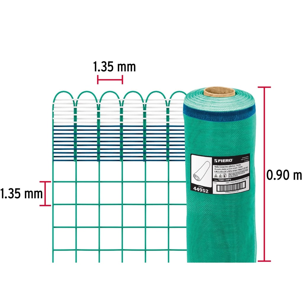 Rollo de 30 m x 0.9 m de malla mosquitera plástica verde