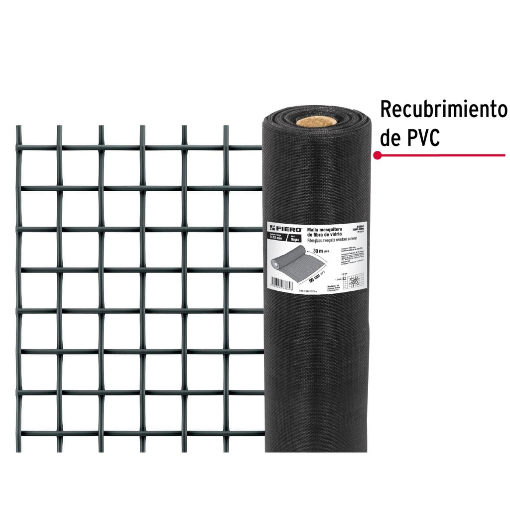 Rollo de 30 m x 0.9 m malla mosquitera fibra de vidrio negra