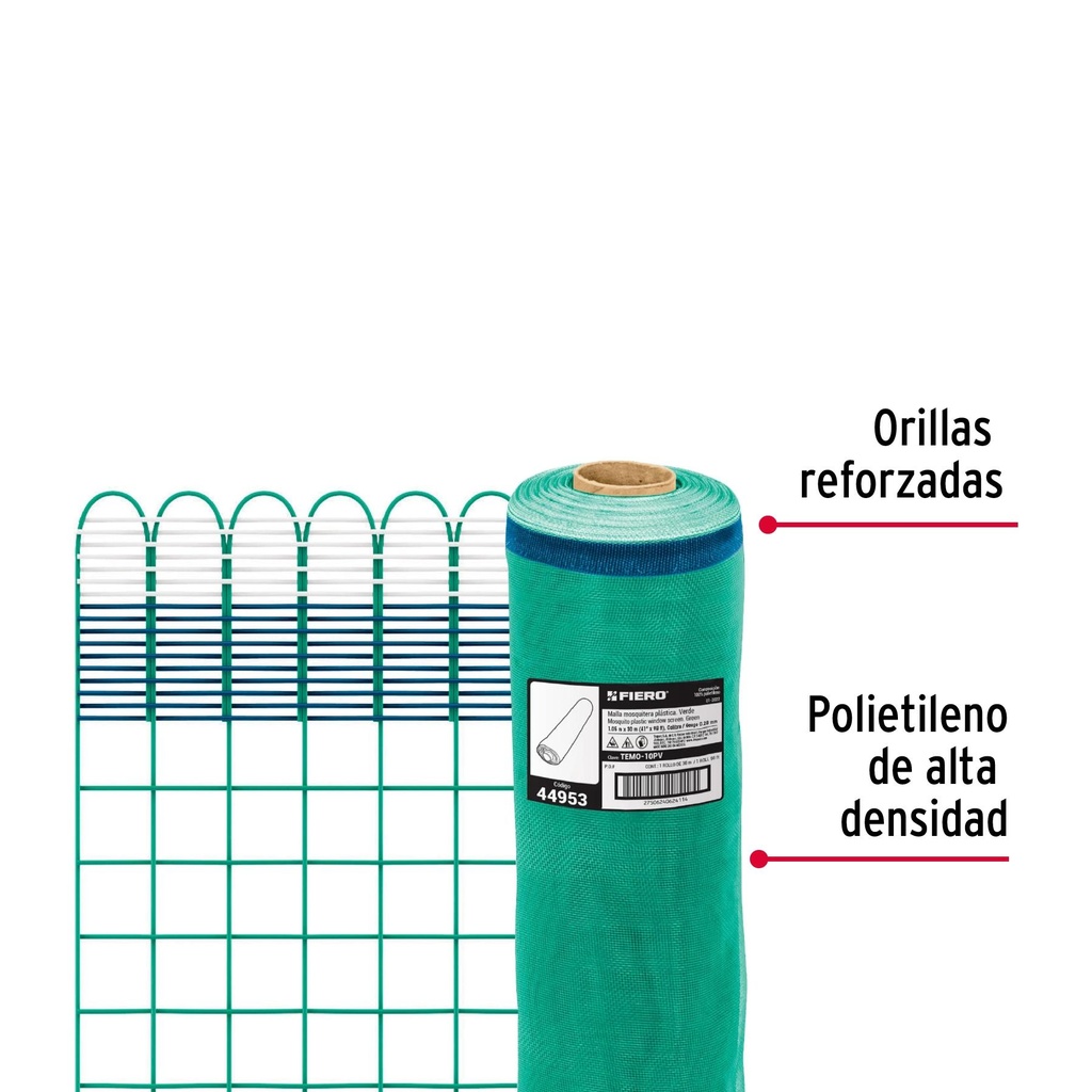 Rollo de 30 m x 1.05 m de malla mosquitera plástica verde