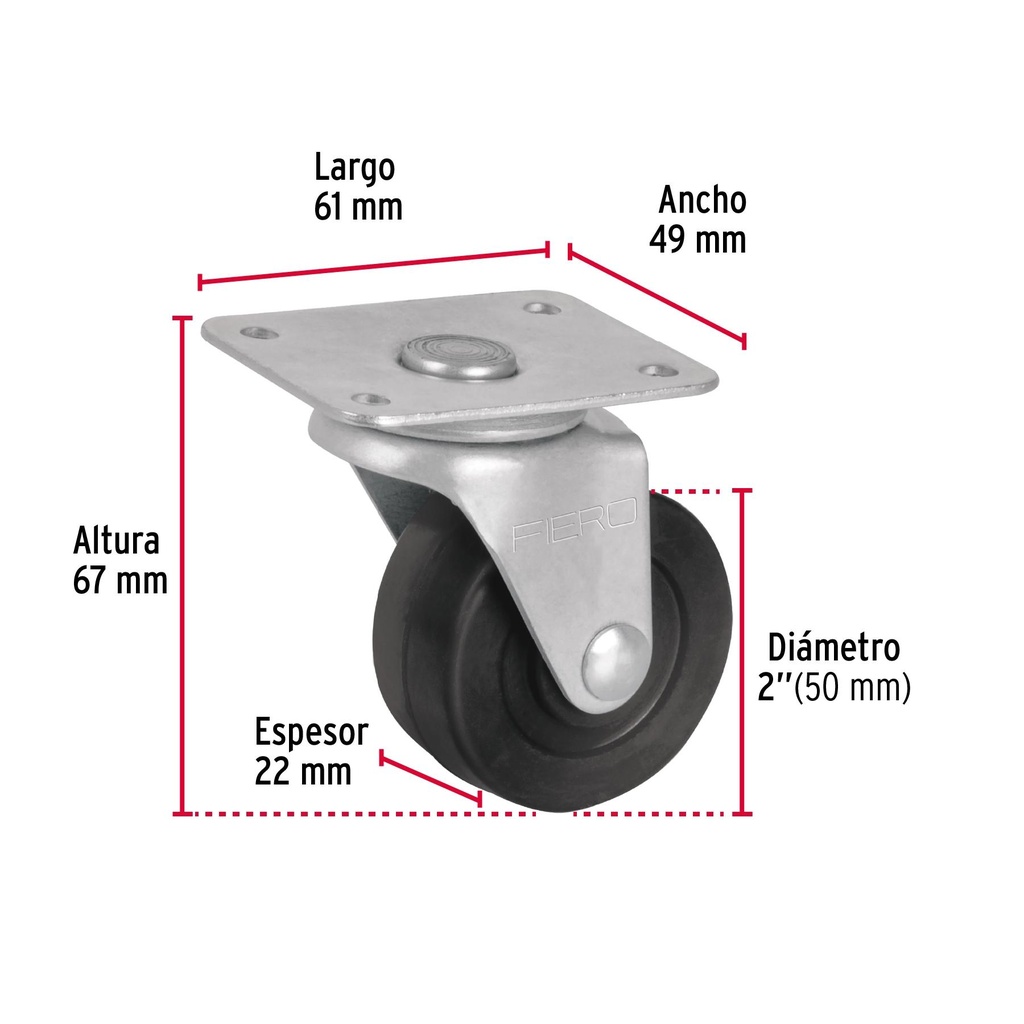 Rodaja hule 2', placa giratoria con buje, carga 25 kg