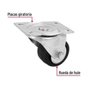 Rodaja hule 2-1/2', placa giratoria con balero, carga 80 kg