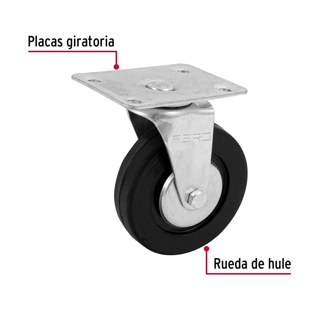 Rodaja hule 4', placa giratoria con balero, carga 50 kg