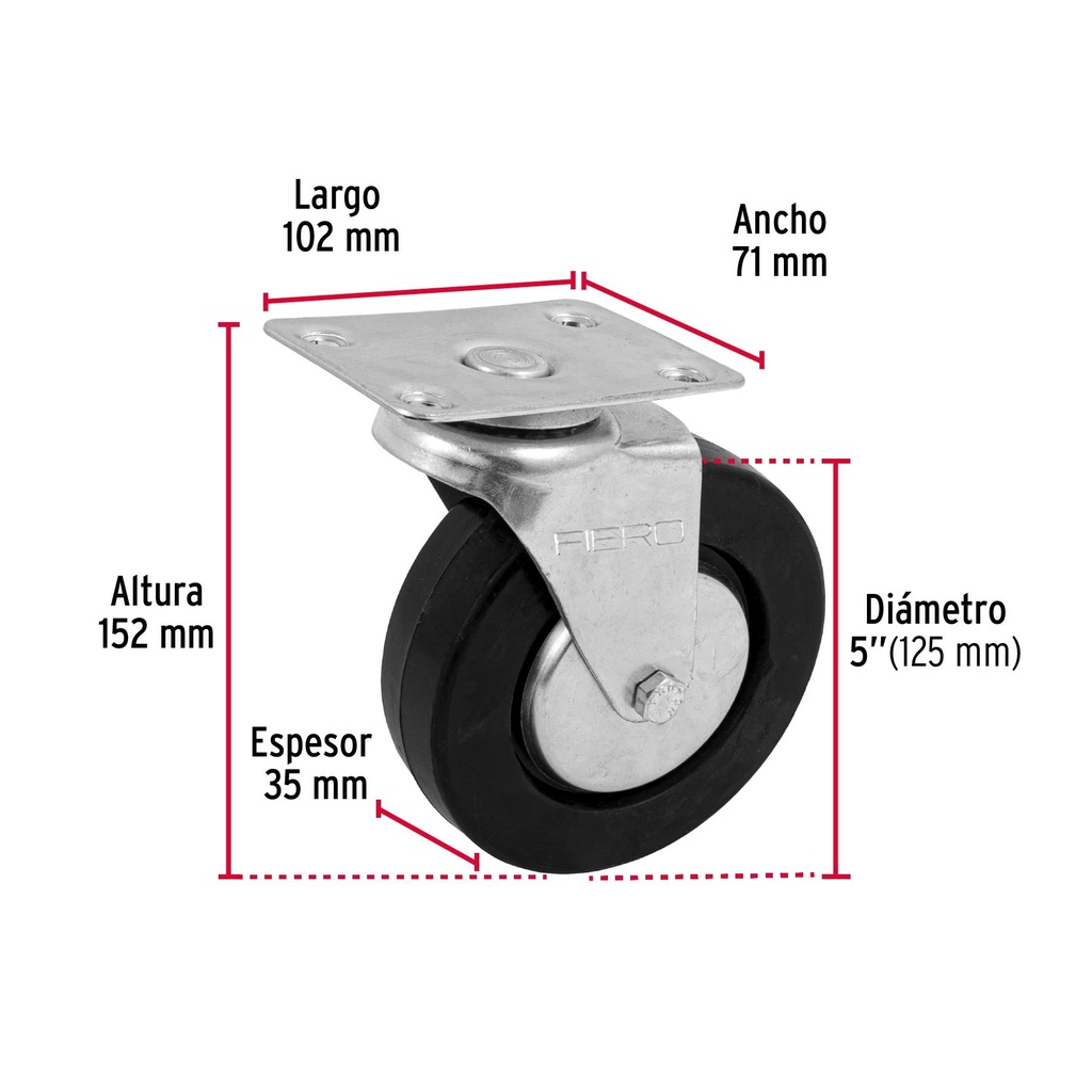 Rodaja hule 5', placa giratoria con balero, carga 60 kg