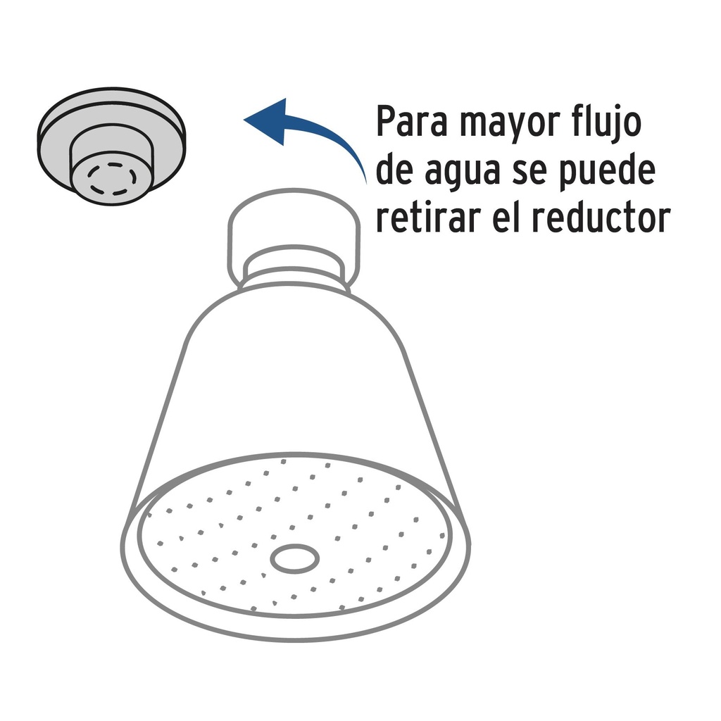 Regadera redonda 2-3/4' en latón, chorro fijo, Foset Aero