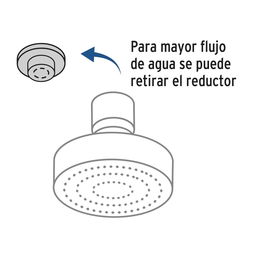 Regadera redonda 4-1/4' brazo y chapetón de acero, Basic