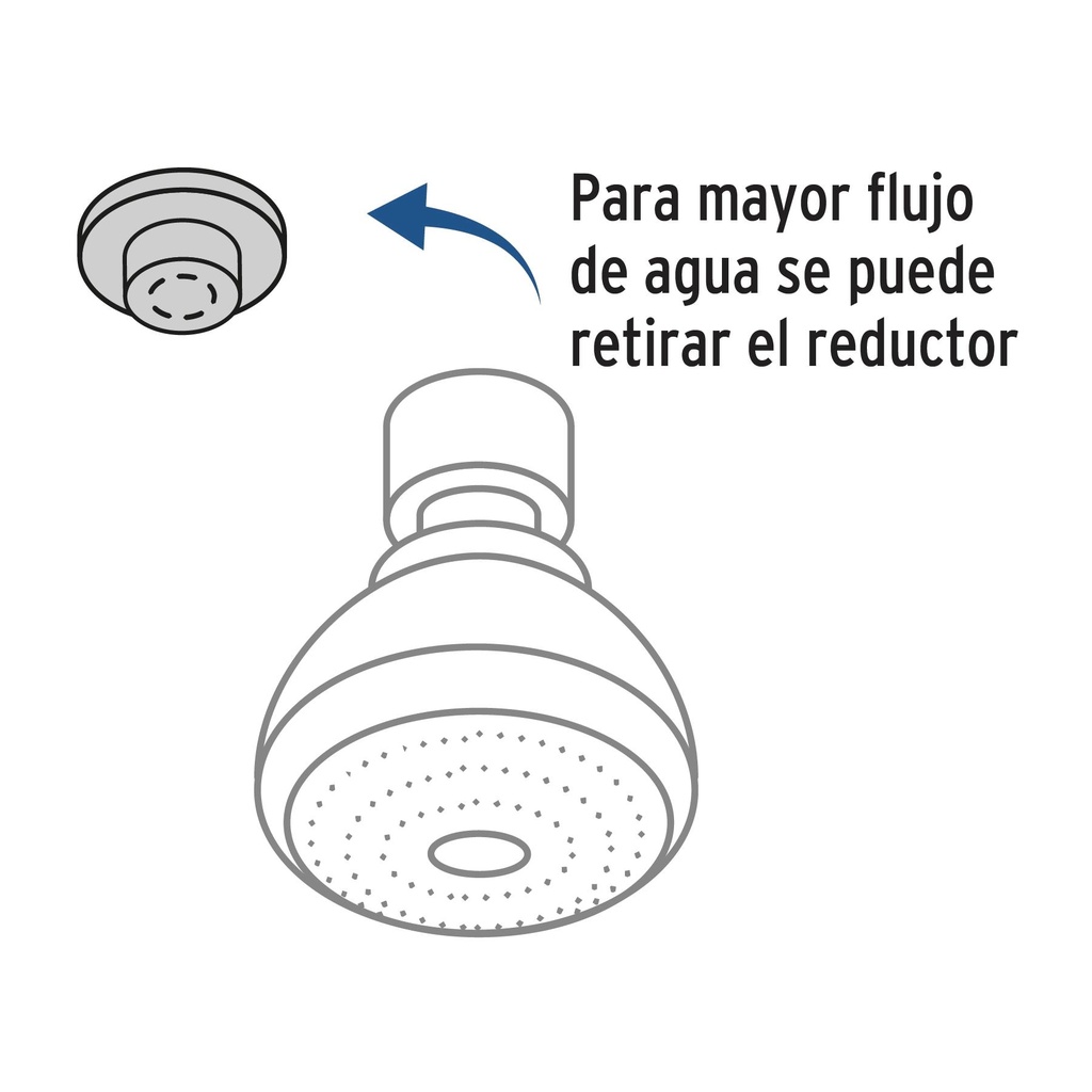 Regadera redonda de ABS 2-1/2' sin brazo, Foset Basic