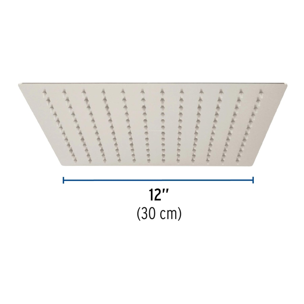 Regadera satín 12' plato cuadrado delgado sin brazo, Riviera