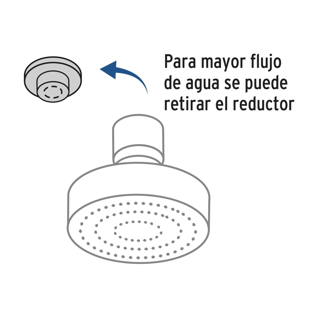 Regadera satín 4' plato redondo, sin brazo, Foset Element