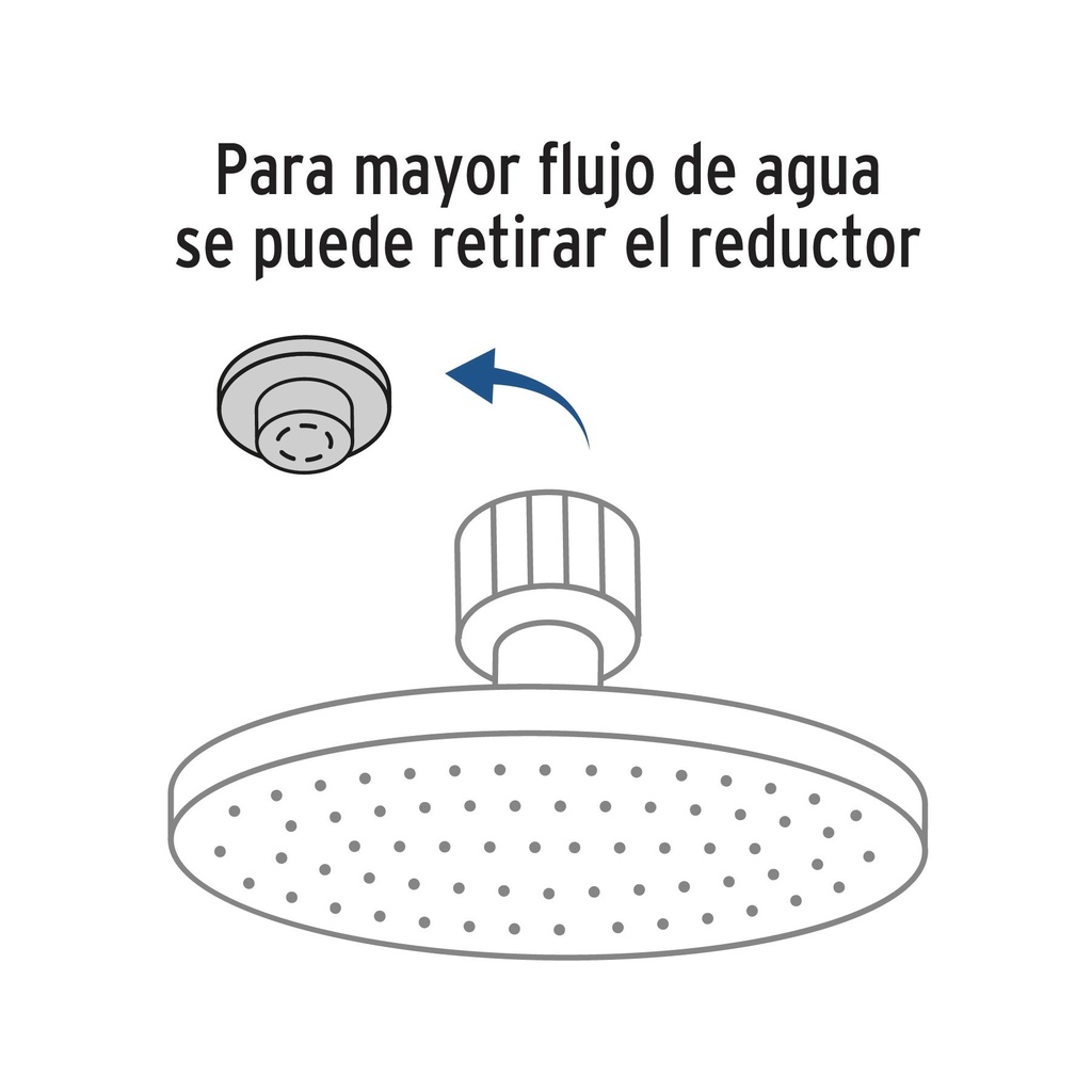 Regadera satín 8' plato redondo, sin brazo, Foset Element