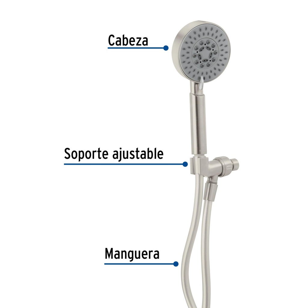 Regadera satín de teléfono 4' con soporte, Foset Element